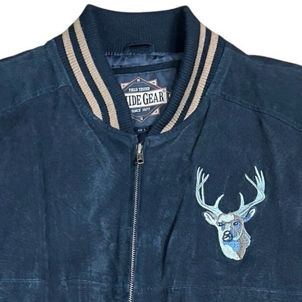 Guide Gear Suede Leather Jacket Field Tested Buck Deer Patch Large Vintage